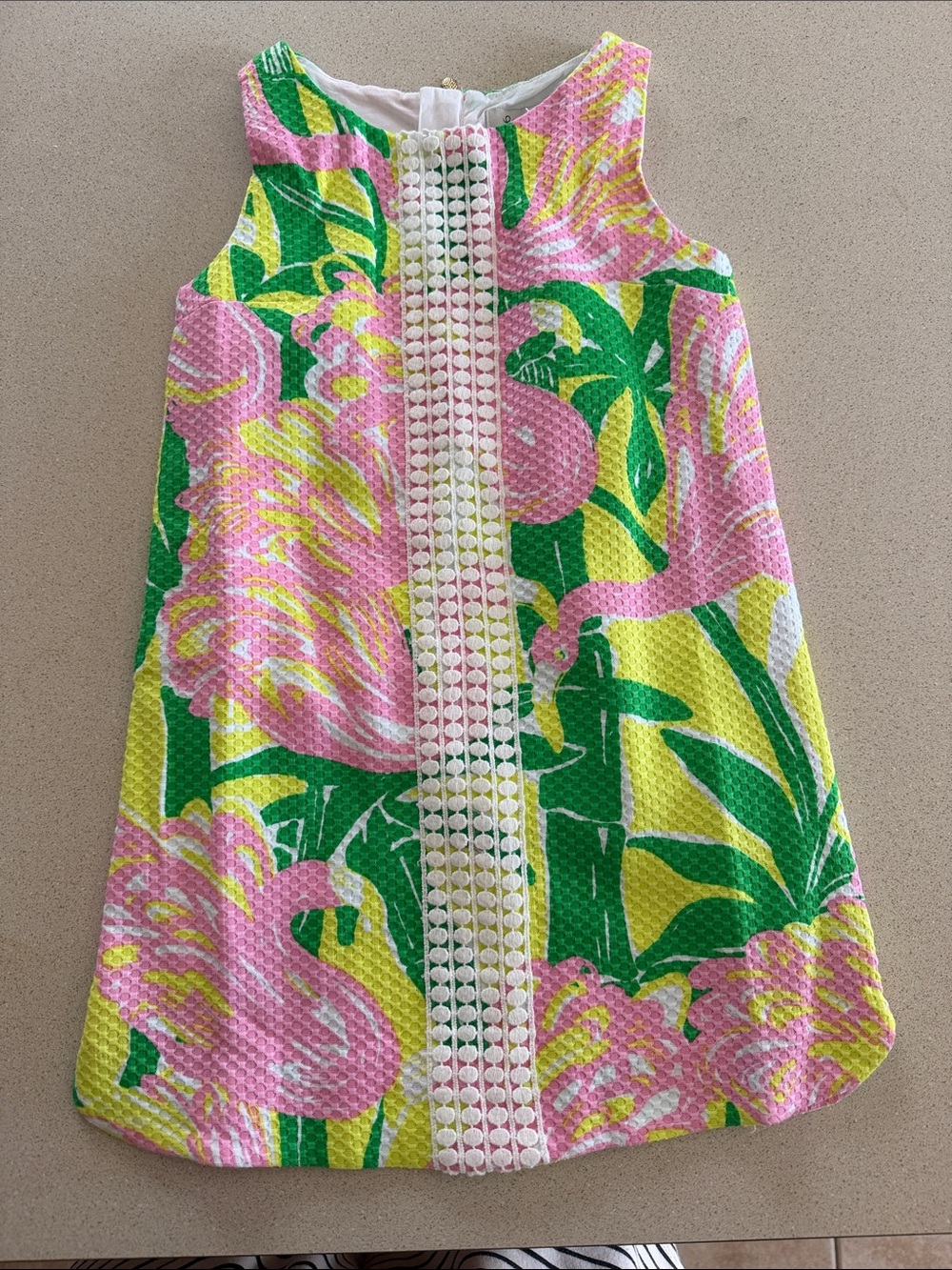 Bright Tropical Pink & Green Shift Dress